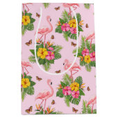 フラミンゴと蝶1 ミディアムペーパーバッグ (正面)