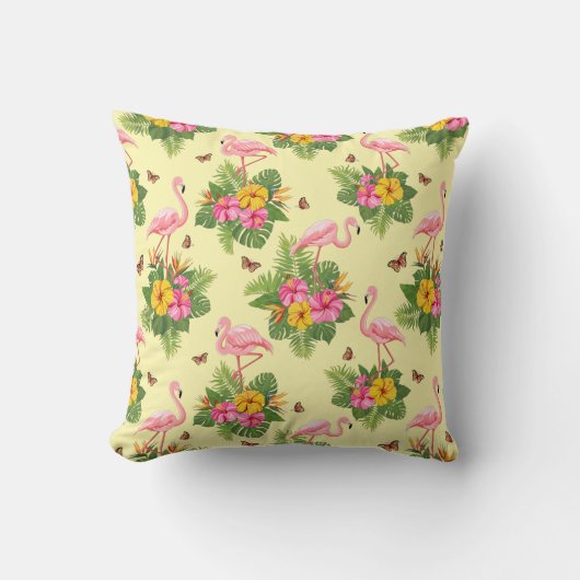 フラミンゴと蝶2 クッション (正面)