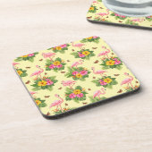 フラミンゴと蝶2 コースター (左側)