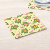 フラミンゴと蝶2 スクエアペーパーコースター (アングル)