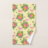 フラミンゴと蝶2 バスタオルセット (ハンドタオル)