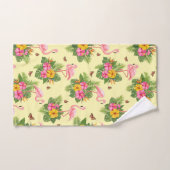 フラミンゴと蝶2 バスタオルセット (ハンドタオル)