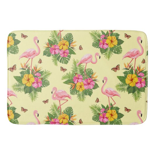 フラミンゴと蝶2 バスマット (正面)