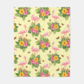 フラミンゴと蝶2 フリースブランケット (正面)