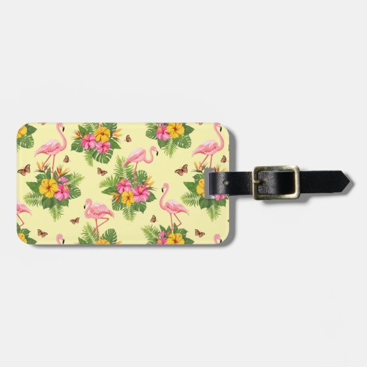フラミンゴと蝶2 ラゲッジタグ (正面横)