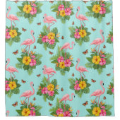 フラミンゴと蝶3 シャワーカーテン (正面)