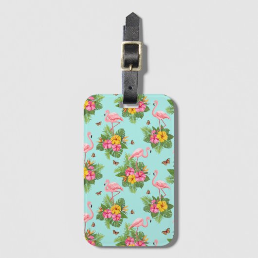 フラミンゴと蝶3 ラゲッジタグ (正面縦)