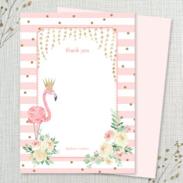 フラミンゴと金ゴールドクラウンサンキューカード 招待状
