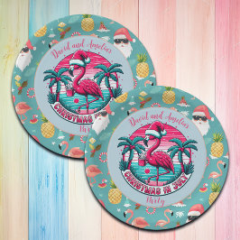 フラミンゴと7月のハットクリスマスパーティー ペーパープレート