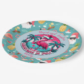 フラミンゴと7月のハットクリスマスパーティー ペーパープレート (アングル)