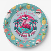 フラミンゴと7月のハットクリスマスパーティー ペーパープレート (正面)