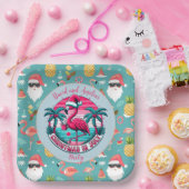 フラミンゴと7月のハットクリスマスパーティー ペーパープレート (パーティー)