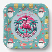 フラミンゴと7月のハットクリスマスパーティー ペーパープレート (正面)
