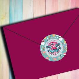 フラミンゴと7月のハットクリスマスパーティー ラウンドシール