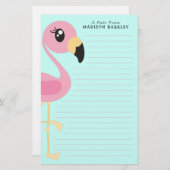 フラミンゴのかわいい熱帯の子どもたち 便箋 (正面/裏面)
