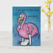 フラミンゴのけがが早く治る紙挨拶状 カード (黄色い花)