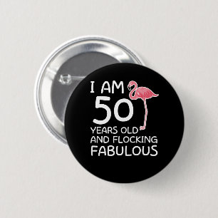 フラミンゴのすばらしい第50誕生日の群がること 缶バッジ