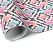 フラミンゴのはっきりしたデザインパターン ラッピングペーパー (ロールコーナー)