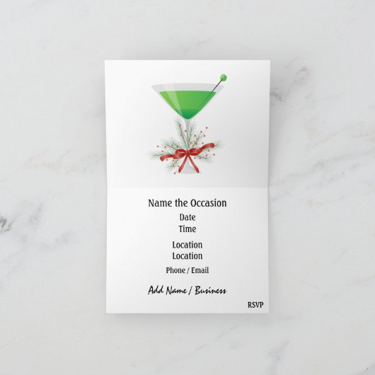 フラミンゴのカクテルのクリスマスの招待状- SRF 招待状 (内部)