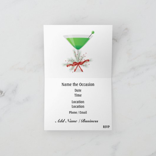 フラミンゴのカクテルのクリスマスの招待状- SRF 招待状 (内部)