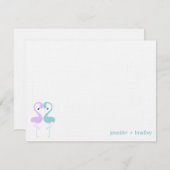 フラミンゴのカップルのカスタムな平たい箱はノート感謝していしています 招待状 (正面/裏面)