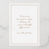 フラミンゴのカップル結婚の感謝フラットフォイルカード 箔招待状 (裏面)