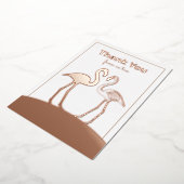 フラミンゴのカップル結婚の感謝フラットフォイルカード 箔招待状 (回転した状態)
