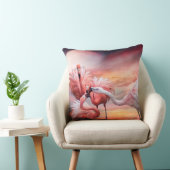 フラミンゴのキスの芸術デザイナー枕正方形 クッション (椅子)