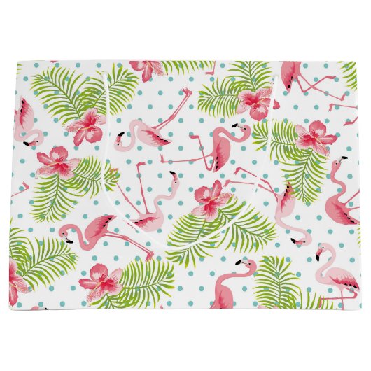 フラミンゴのギフトバッグ ラージペーパーバッグ (正面)