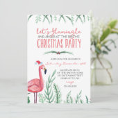 フラミンゴのクリスマスのパーティの招待状 招待状 (スタンド正面)