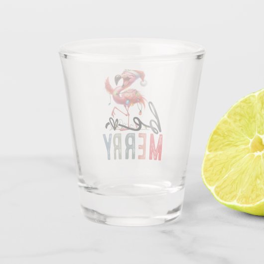 フラミンゴのクリスマスをテーマにしたメリー引用文 ショットグラス (裏面)