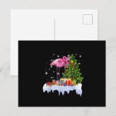 フラミンゴのクリスマスツリーイルミネーション シーズンポストカード (正面/裏面)