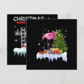 フラミンゴのクリスマスツリーイルミネーション 招待状 (正面/裏面)