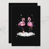 フラミンゴのクリスマスツリー サンタ帽 ライト シーズンカード (正面/裏面)