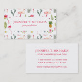 フラミンゴのサボテンのパイナップルハイビスカスパターン 名刺 (正面/裏面)