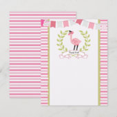 フラミンゴのサンキューカード*Can Personalize* サンキューカード (正面/裏面)