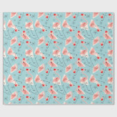 フラミンゴのサンタの青く数々のな包装紙 ラッピングペーパー (フラット)
