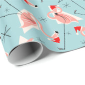 フラミンゴのサンタの青く数々のな包装紙 ラッピングペーパー (ロールコーナー)