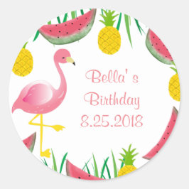 フラミンゴのシール ラウンドシール