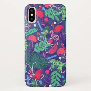 フラミンゴのスイカのiPhoneの場合 iPhone X ケース
