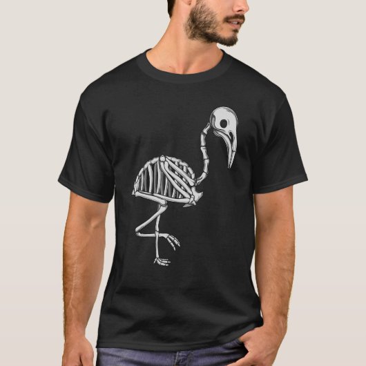 フラミンゴのスケルトン不気味不気味なハロウィーンの衣装 Tシャツ (正面)