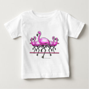 フラミンゴのストリップ ベビーTシャツ