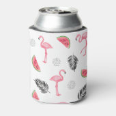 フラミンゴのトロピカルパターン。 缶クーラー (缶裏面)