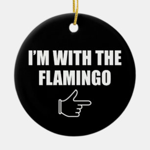 フラミンゴのハロウィンコスチュームとおそろい I'm With Flamingo セラミックオーナメント