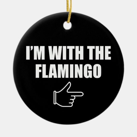 フラミンゴのハロウィーンの衣装を着たフラミ セラミックオーナメント (正面)