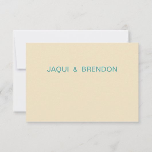 フラミンゴのハートのキスRSVP |の真新しい青 出欠カード (裏面)