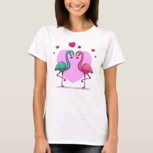 フラミンゴのバレンタインデー贈り物を愛する Tシャツ