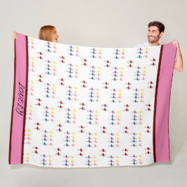 フラミンゴのパタカラフルーン フリースブランケット