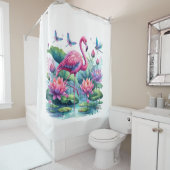 フラミンゴのパラダイスシャワーカーテン シャワーカーテン (インサイチュ)