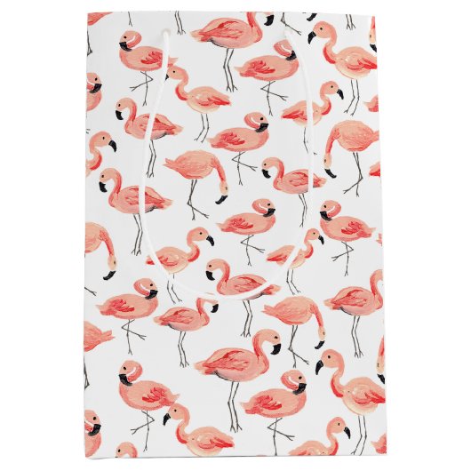 フラミンゴのパーティー ミディアムペーパーバッグ (正面)